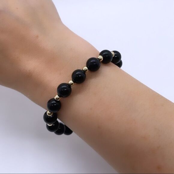 NWT Wool + Pepper Mens Beaded Bracelet - Gold - Picture 2 of 4